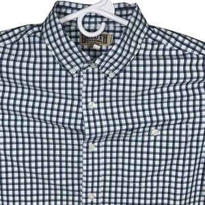Duluth Trading Men's Large Button Down Shirt Long Sleeve Checkered Blue‎ White
